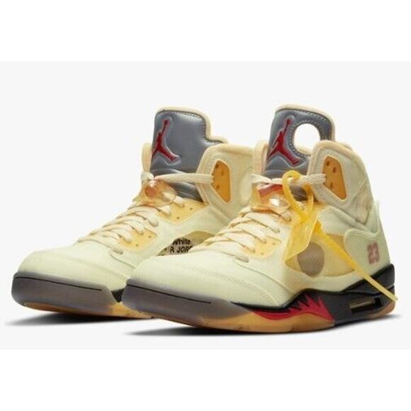 Nike Air Jordan 5 Retro SP Off-White SP Sail Fire Red Men\'s Basketball Shoes 14 main image 5